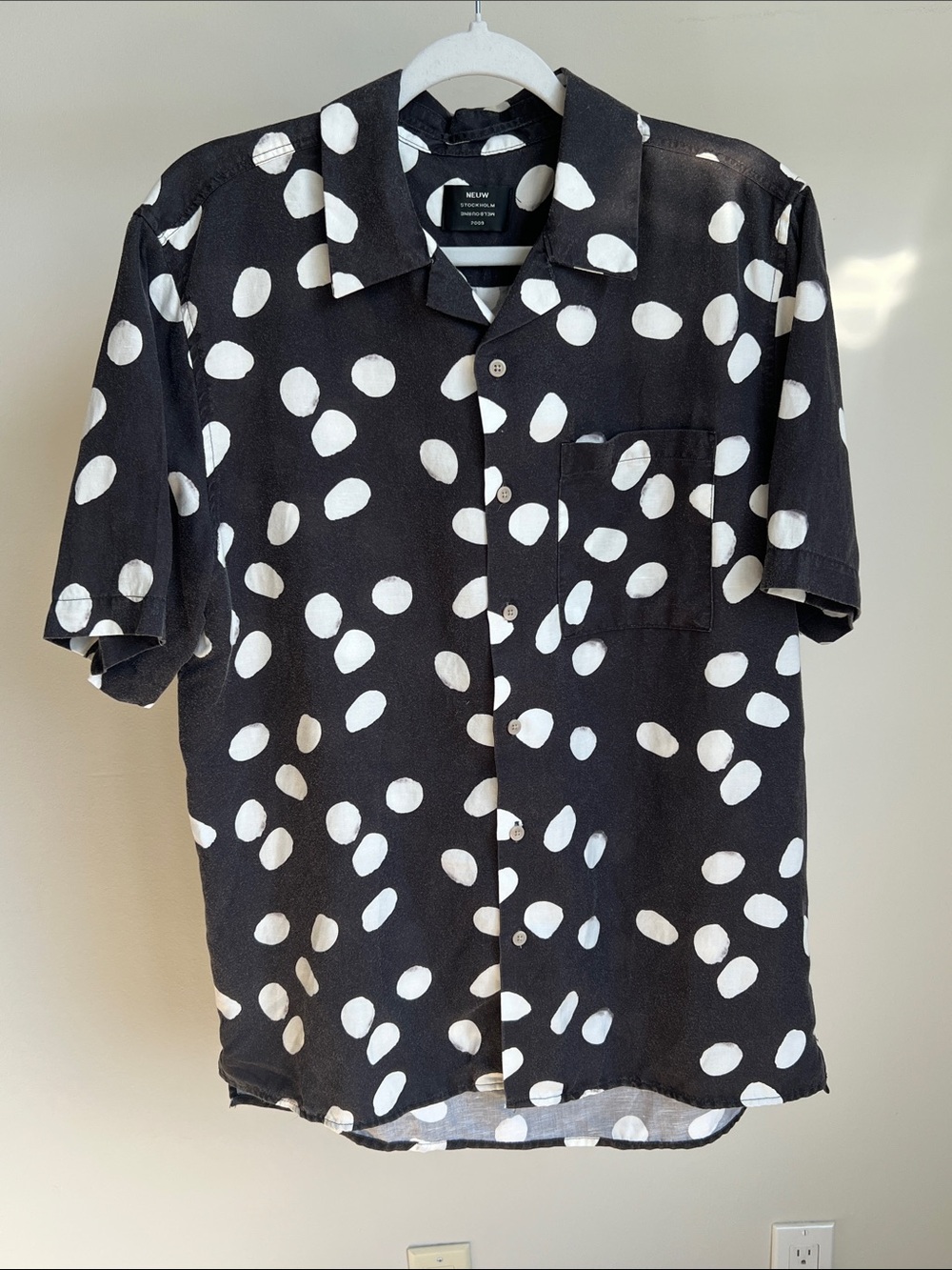 Neuw Black Short-Sleeve Camp Collar Pattern Shirt